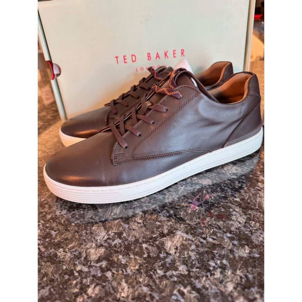 Ted Baker London Brentford-200 Brown Leather Sneakers Mens 10.5 Low Top Trainers